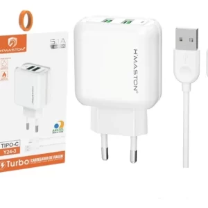 Carregador Hmaston 4.8A tipo C Branco 2 USB